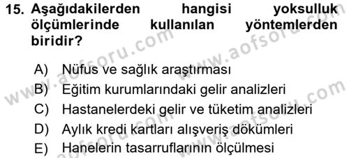 Kent Sosyolojisi Dersi 2017 - 2018 Yılı (Vize) Ara Sınav Soruları 15. Soru