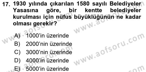 Kent Sosyolojisi Dersi 2017 - 2018 Yılı (Final) Dönem Sonu Sınav Soruları 17. Soru