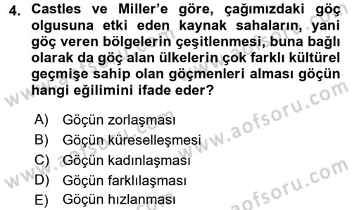 Kent Sosyolojisi Dersi 2017 - 2018 Yılı (Final) Dönem Sonu Sınav Soruları 4. Soru