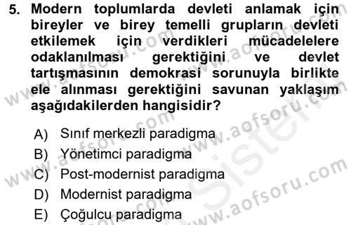 Kent Sosyolojisi Dersi 2017 - 2018 Yılı (Final) Dönem Sonu Sınav Soruları 5. Soru