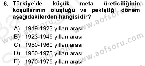 Kent Sosyolojisi Dersi 2017 - 2018 Yılı (Final) Dönem Sonu Sınav Soruları 6. Soru