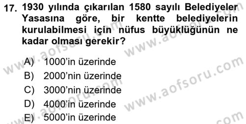 Kent Sosyolojisi Dersi 2018 - 2019 Yılı 3 Ders Sınav Soruları 17. Soru