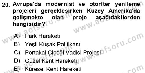 Kent Sosyolojisi Dersi 2018 - 2019 Yılı 3 Ders Sınav Soruları 20. Soru