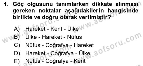 Kent Sosyolojisi Dersi 2018 - 2019 Yılı (Final) Dönem Sonu Sınav Soruları 1. Soru
