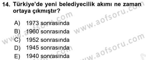 Kent Sosyolojisi Dersi 2018 - 2019 Yılı (Final) Dönem Sonu Sınav Soruları 14. Soru