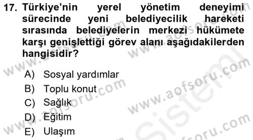 Kent Sosyolojisi Dersi 2018 - 2019 Yılı (Final) Dönem Sonu Sınav Soruları 17. Soru