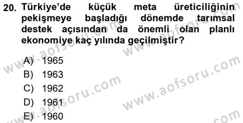 Kent Sosyolojisi Dersi 2018 - 2019 Yılı (Final) Dönem Sonu Sınav Soruları 20. Soru