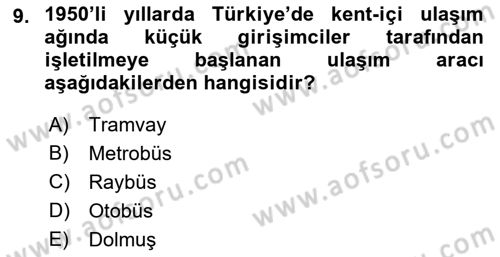 Kent Sosyolojisi Dersi 2018 - 2019 Yılı (Final) Dönem Sonu Sınav Soruları 9. Soru