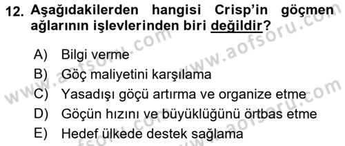 Kent Sosyolojisi Dersi 2018 - 2019 Yılı Yaz Okulu Sınav Soruları 12. Soru