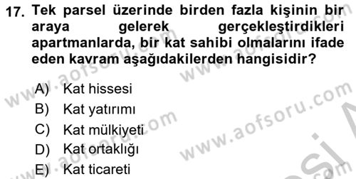 Kent Sosyolojisi Dersi 2018 - 2019 Yılı Yaz Okulu Sınav Soruları 17. Soru