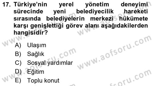 Kent Sosyolojisi Dersi 2020 - 2021 Yılı Yaz Okulu Sınav Soruları 17. Soru
