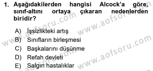 Kent Sosyolojisi Dersi 2021 - 2022 Yılı (Vize) Ara Sınav Soruları 1. Soru