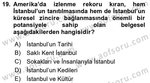 Kent Sosyolojisi Dersi 2021 - 2022 Yılı (Vize) Ara Sınav Soruları 19. Soru