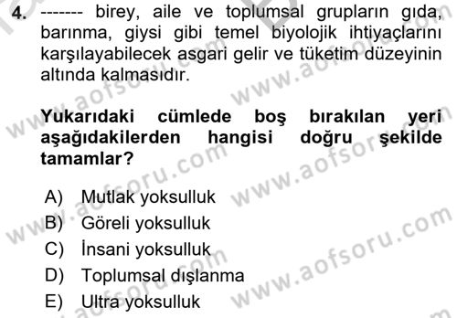 Kent Sosyolojisi Dersi 2021 - 2022 Yılı (Vize) Ara Sınav Soruları 4. Soru