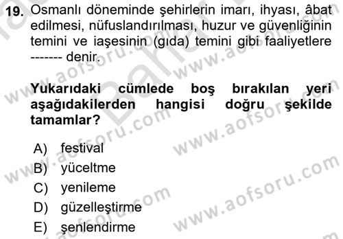 Kent Sosyolojisi Dersi 2021 - 2022 Yılı (Final) Dönem Sonu Sınav Soruları 19. Soru