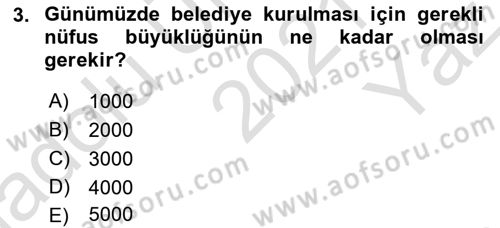 Kent Sosyolojisi Dersi 2021 - 2022 Yılı Yaz Okulu Sınav Soruları 3. Soru
