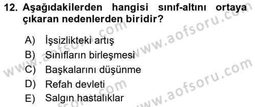 Kent Sosyolojisi Dersi 2022 - 2023 Yılı Yaz Okulu Sınav Soruları 12. Soru