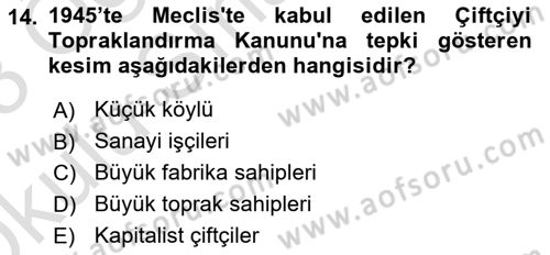 Kent Sosyolojisi Dersi 2022 - 2023 Yılı Yaz Okulu Sınav Soruları 14. Soru