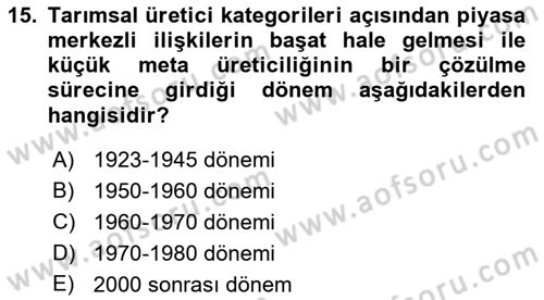 Kent Sosyolojisi Dersi 2022 - 2023 Yılı Yaz Okulu Sınav Soruları 15. Soru