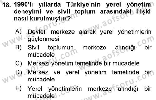 Kent Sosyolojisi Dersi 2022 - 2023 Yılı Yaz Okulu Sınav Soruları 18. Soru