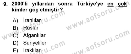 Kent Sosyolojisi Dersi 2022 - 2023 Yılı Yaz Okulu Sınav Soruları 9. Soru