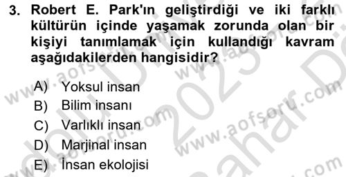 Kent Sosyolojisi Dersi 2023 - 2024 Yılı (Vize) Ara Sınav Soruları 3. Soru