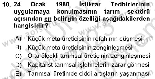 Kent Sosyolojisi Dersi 2023 - 2024 Yılı (Final) Dönem Sonu Sınav Soruları 10. Soru
