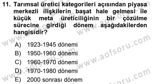 Kent Sosyolojisi Dersi 2023 - 2024 Yılı (Final) Dönem Sonu Sınav Soruları 11. Soru