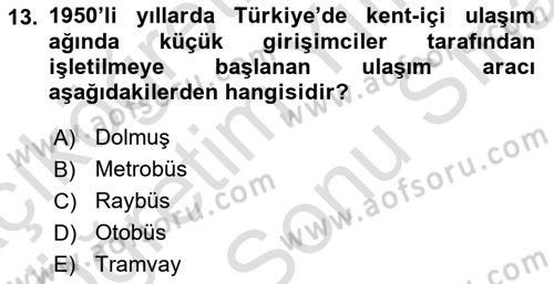 Kent Sosyolojisi Dersi 2023 - 2024 Yılı (Final) Dönem Sonu Sınav Soruları 13. Soru