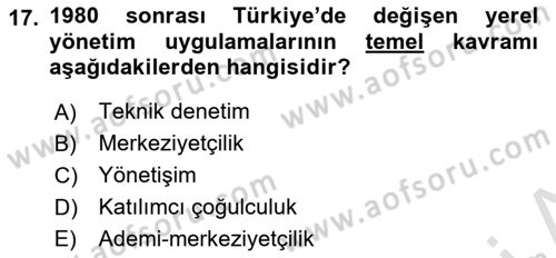Kent Sosyolojisi Dersi 2023 - 2024 Yılı (Final) Dönem Sonu Sınav Soruları 17. Soru