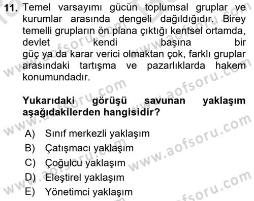 Kent Sosyolojisi Dersi 2024 - 2025 Yılı (Vize) Ara Sınav Soruları 11. Soru