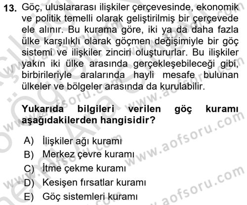 Kent Sosyolojisi Dersi 2024 - 2025 Yılı (Vize) Ara Sınav Soruları 13. Soru