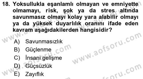 Kent Sosyolojisi Dersi 2024 - 2025 Yılı (Vize) Ara Sınav Soruları 18. Soru