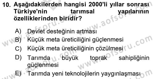 Kent Sosyolojisi Dersi 2024 - 2025 Yılı (Final) Dönem Sonu Sınav Soruları 10. Soru