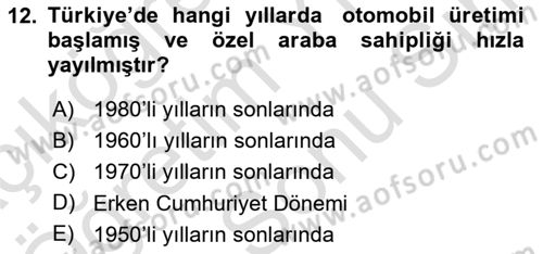 Kent Sosyolojisi Dersi 2024 - 2025 Yılı (Final) Dönem Sonu Sınav Soruları 12. Soru