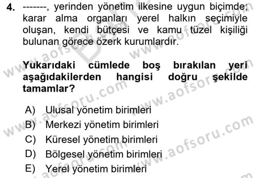 Kent Sosyolojisi Dersi 2024 - 2025 Yılı (Final) Dönem Sonu Sınav Soruları 4. Soru