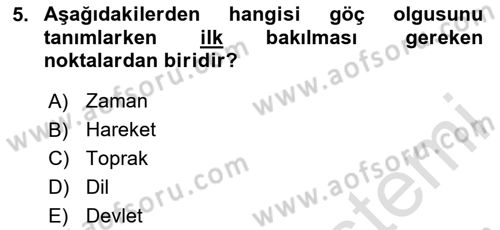 Kent Sosyolojisi Dersi 2024 - 2025 Yılı (Final) Dönem Sonu Sınav Soruları 5. Soru