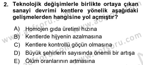 Kent Sosyolojisi Dersi 2025 - 2026 Yılı (Vize) Ara Sınav Soruları 2. Soru