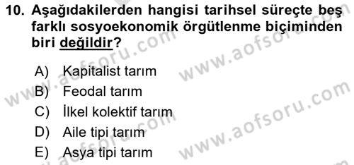 Kent Sosyolojisi Dersi 2025 - 2026 Yılı (Final) Dönem Sonu Sınav Soruları 10. Soru