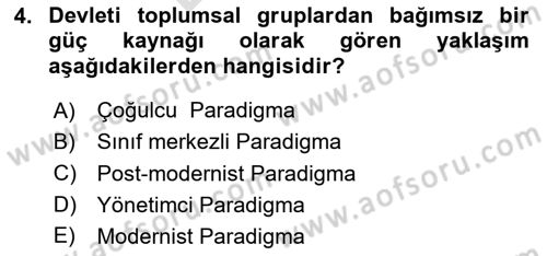 Kent Sosyolojisi Dersi 2025 - 2026 Yılı (Final) Dönem Sonu Sınav Soruları 4. Soru