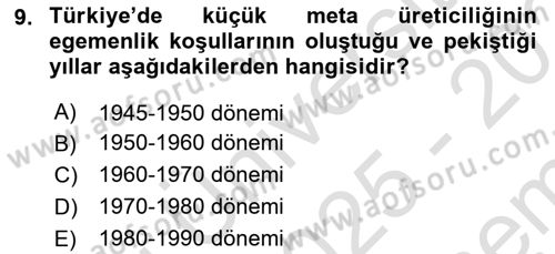 Kent Sosyolojisi Dersi 2025 - 2026 Yılı (Final) Dönem Sonu Sınav Soruları 9. Soru