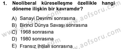 Yeni Toplumsal Hareketler Dersi 2012 - 2013 Yılı (Vize) Ara Sınav Soruları 1. Soru