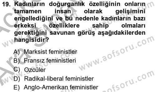 Yeni Toplumsal Hareketler Dersi 2012 - 2013 Yılı (Vize) Ara Sınav Soruları 19. Soru