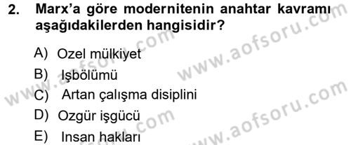 Yeni Toplumsal Hareketler Dersi Ara Sınavı Deneme Sınav Soruları 2. Soru