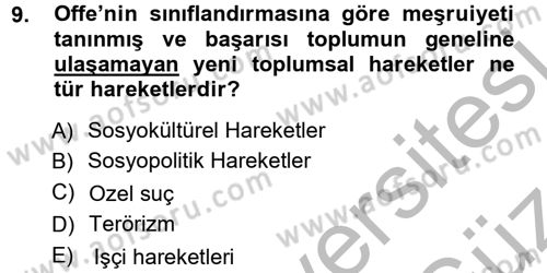 Yeni Toplumsal Hareketler Dersi 2012 - 2013 Yılı (Vize) Ara Sınav Soruları 9. Soru