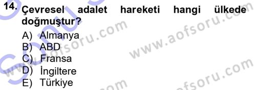 Yeni Toplumsal Hareketler Dersi 2012 - 2013 Yılı (Final) Dönem Sonu Sınav Soruları 14. Soru