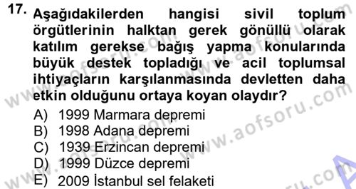 Yeni Toplumsal Hareketler Dersi 2012 - 2013 Yılı (Final) Dönem Sonu Sınav Soruları 17. Soru