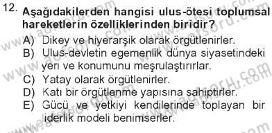 Yeni Toplumsal Hareketler Dersi 2012 - 2013 Yılı Tek Ders Sınav Soruları 12. Soru
