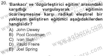 Yeni Toplumsal Hareketler Dersi 2012 - 2013 Yılı Tek Ders Sınav Soruları 20. Soru