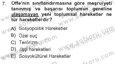 Yeni Toplumsal Hareketler Dersi 2012 - 2013 Yılı Tek Ders Sınav Soruları 7. Soru